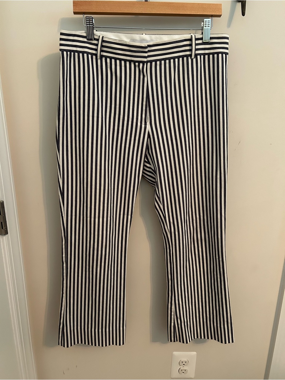 Derek Lam 10 Crosby Navy Stripe Cropped Trousers Size 10